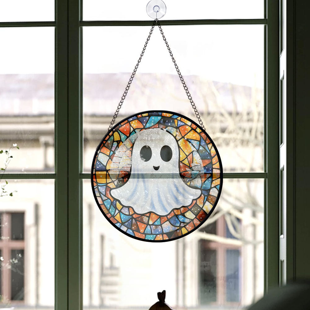 Spooksy™ Christmas Gift Bundle - Halloween Vampire Ghost Orange Blues Spooky Stained Glass Hanging Ornament - Merry & Bright Xmas Tree Decor, Holiday Gift for Family & Friends