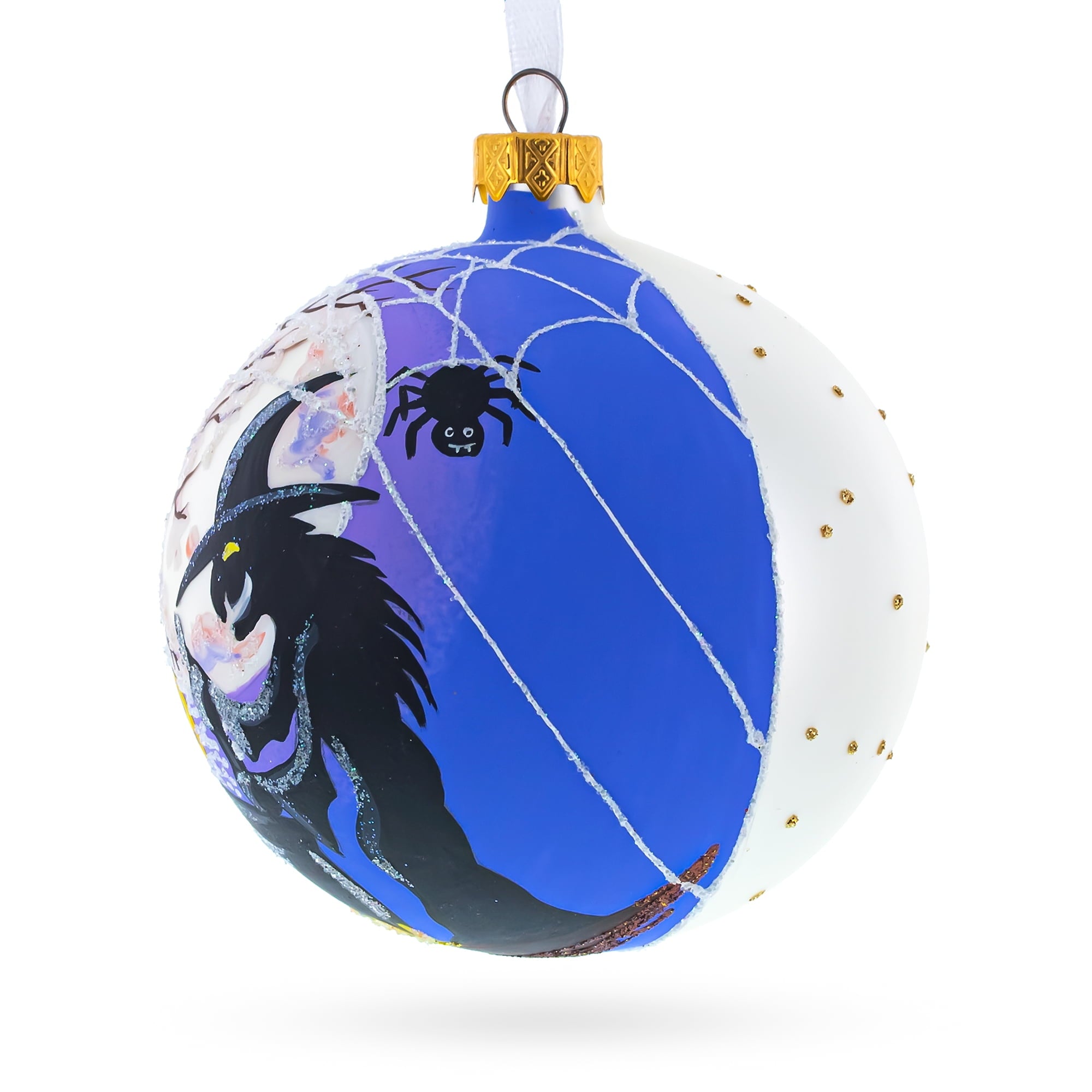 Spooksy™ The Witch on Halloween Glass Ball Christmas Ornament 4 Inches