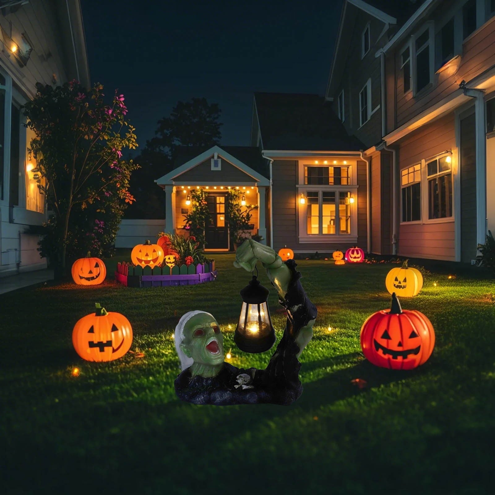Spooksy™ SUYOLL Halloween Solar Powered Resin Desktop Ornament Decorative Light For Home Party Figurine