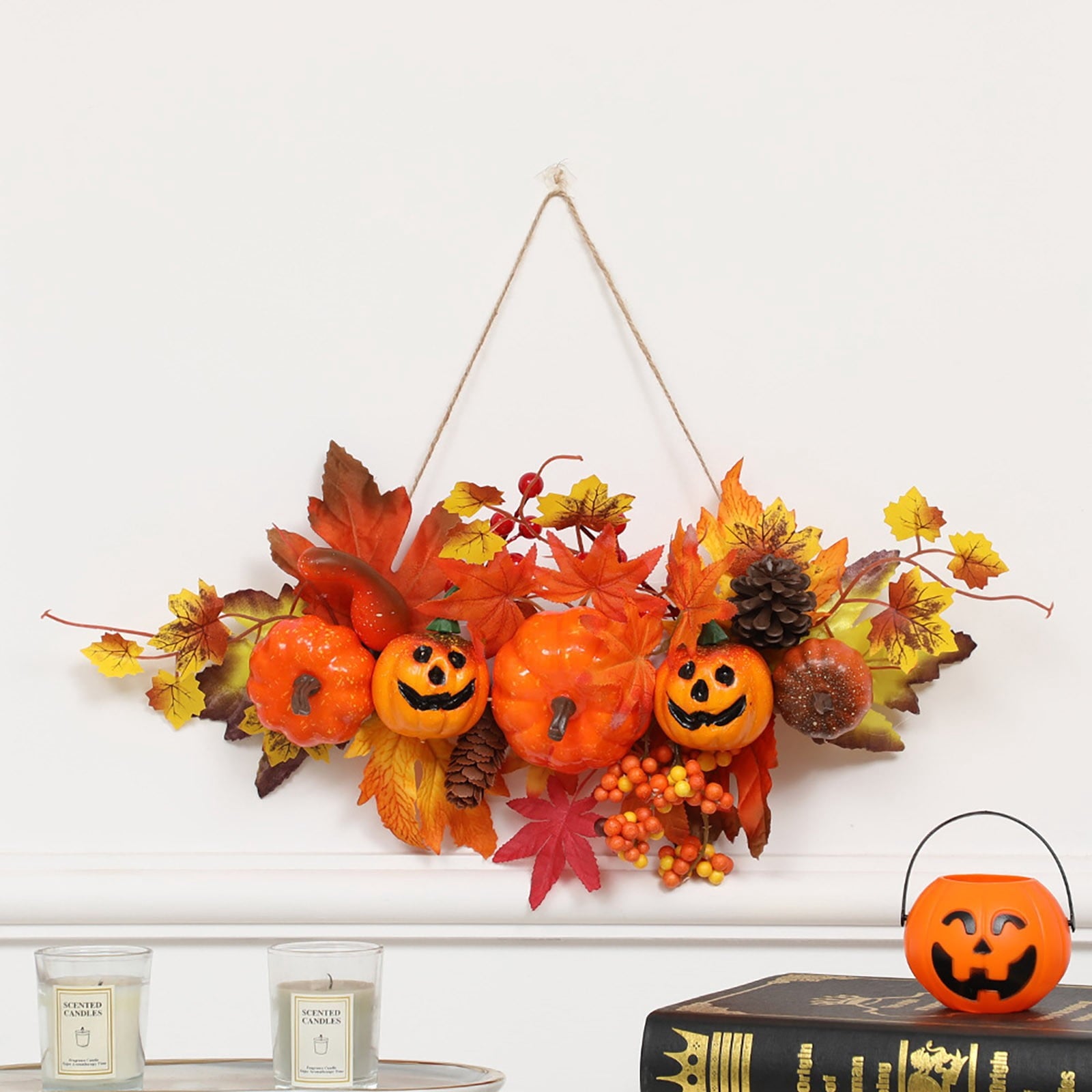 Spooksy™ Gaecuw Halloween Pumpkin Maple Leaf Hanging Ornament Fall Festival Wall Decor for Front Door Party Indoor Supplies