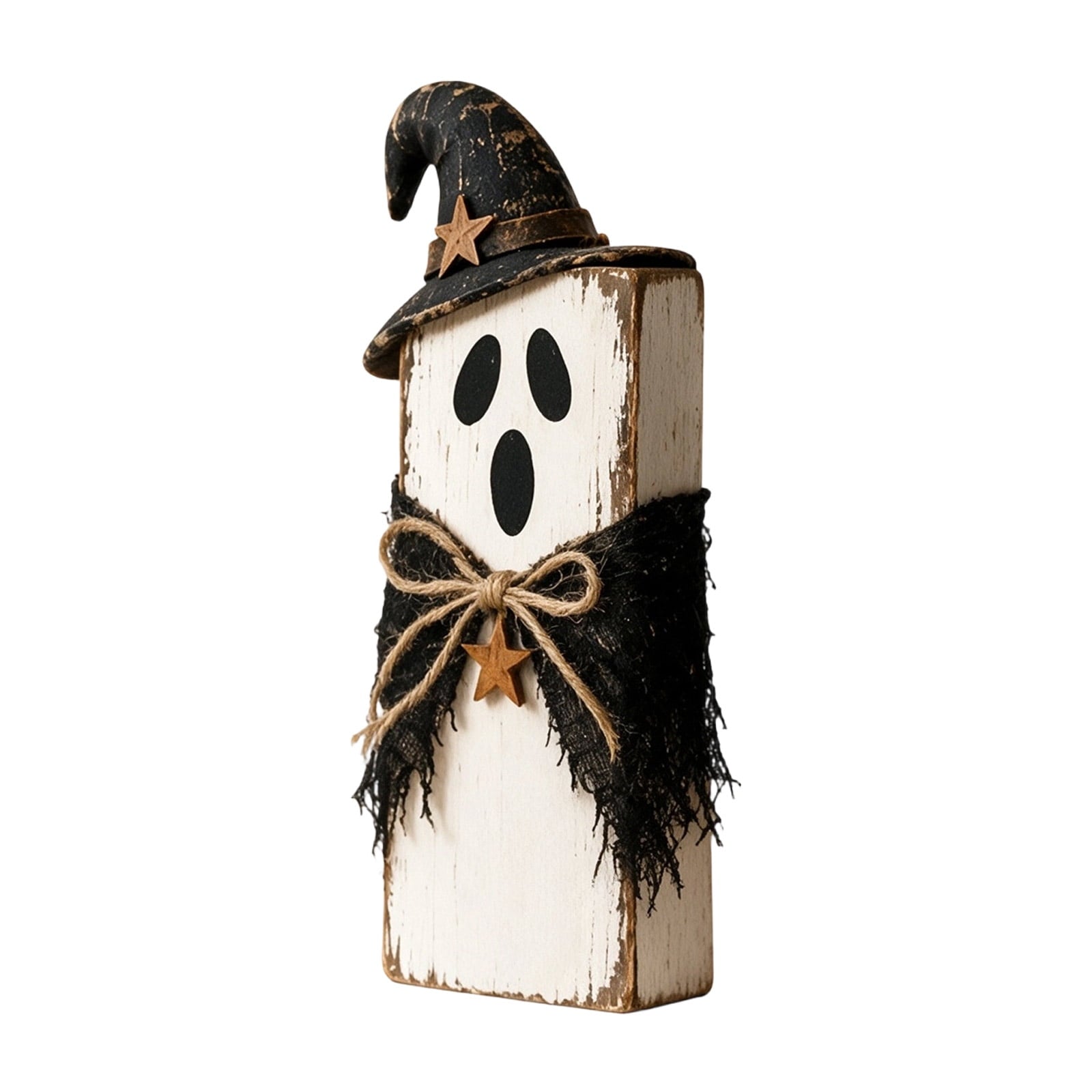 Spooksy™ PLLFRLRT Wooden Halloween Decorations Set Of 3 Fall Mantel Decor Ornaments Farmhouse Tabletop Signs with Witch Hat