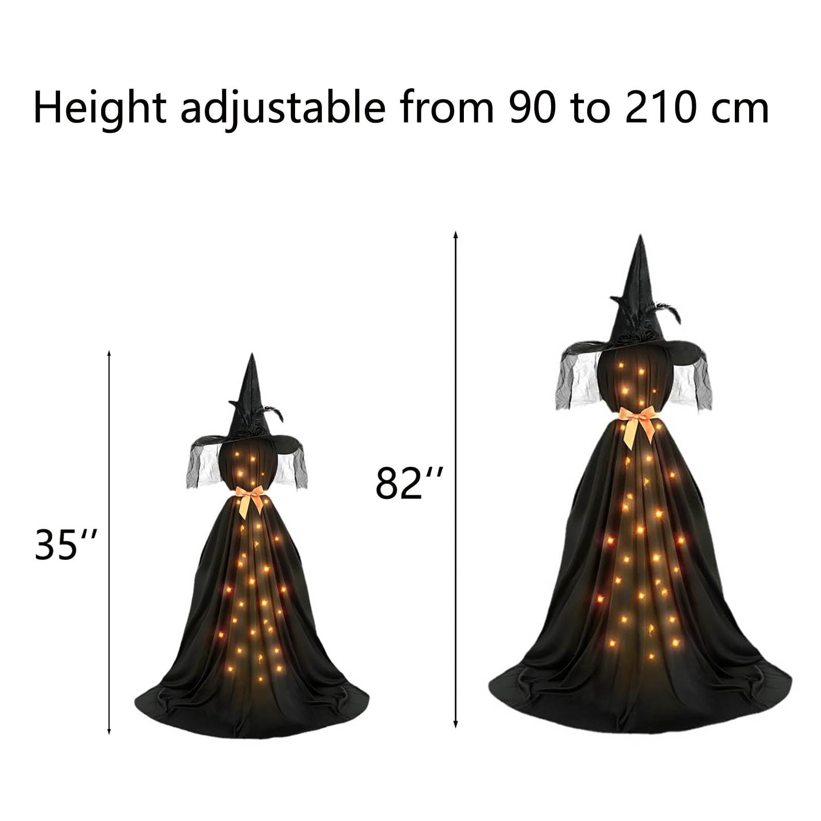 Spooksy™ Qwtwty Glowing Halloween Ghost Decoration with LED Lights, Large Witch Ghosts Halloween Ornaments for Front Yard Patio Garden Party Decor Indoor Outdoor
