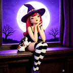Spooksy™ Halloween Witch Shelf Sitter Figurine Set,3 Pc Gothic Witch Girl Statue With Cat Companion,Witchy Home Decor,Cute Spooky Edge Sitting Witch Decor,Whimsical Tabletop Ornament For Mantel Shelf Office