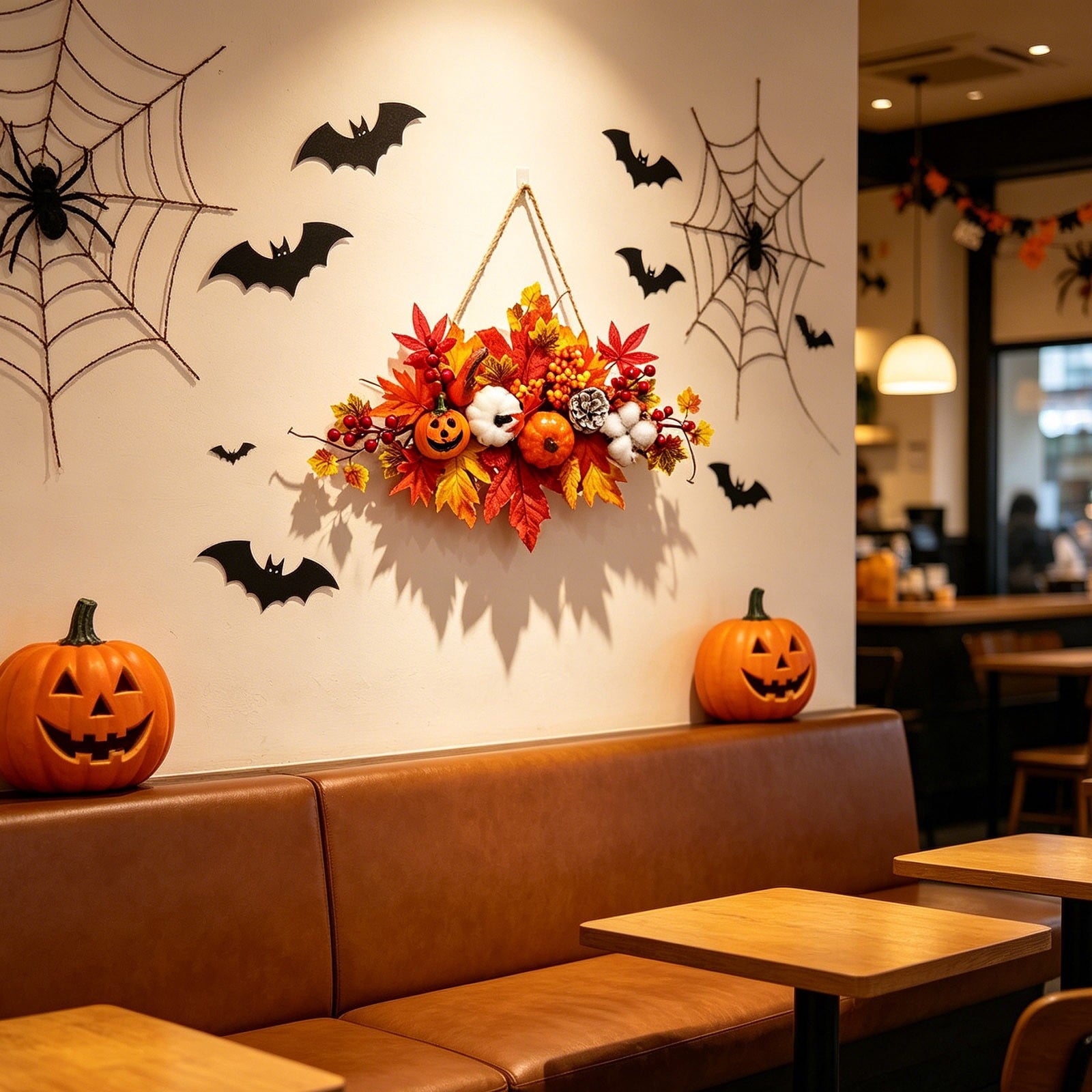 Spooksy™ Gaecuw Halloween Maple Leaf Pumpkin Wall Hanging Ornament Fall Festival Decor for Front Door Party Indoor Supplies